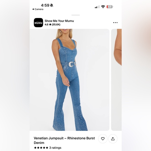 Blue Rhinestone Flare Jeans - Picture 4 of 5